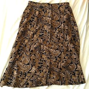 Leaf Print Midi Skirt
